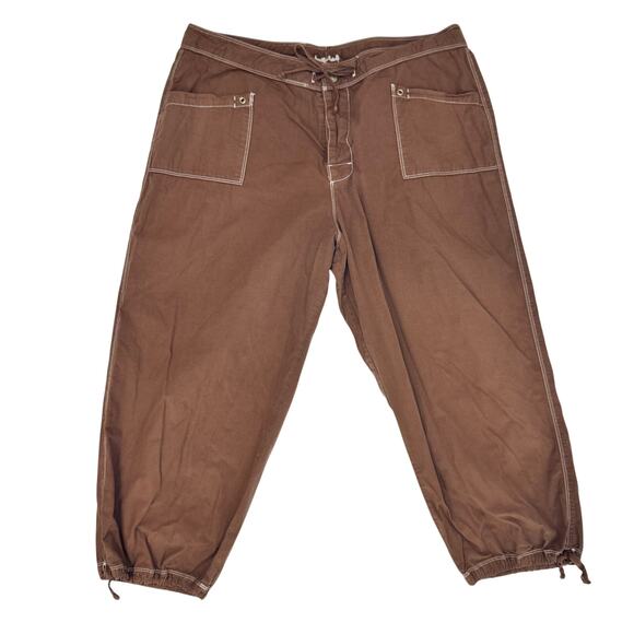 fresh produce Pants - Fresh Produce Capri Pants Brown Cotton Women’s XL Coastal Casual Resort Natural